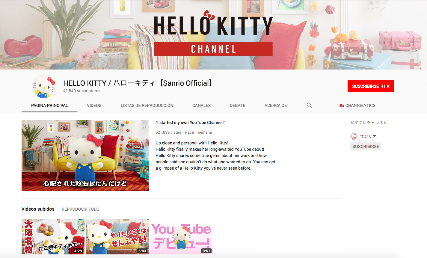 Canal Youtube Hello Kitty